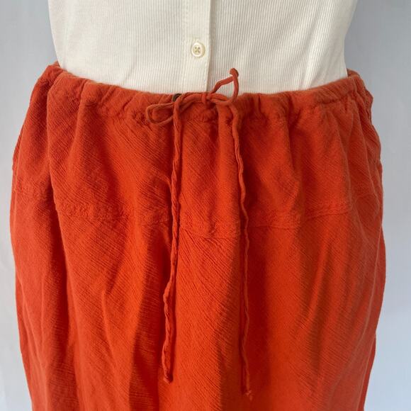 Boho Skirt Plus Size 2X Orange Solid Embroidered Pull On Lagenlook Y2K Fairy - Picture 3 of 13